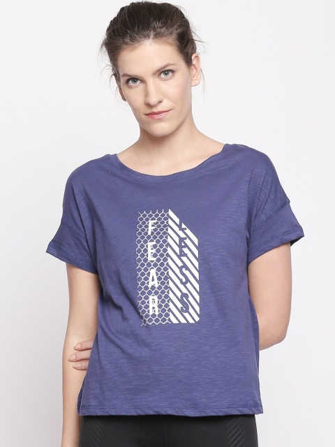 

Ajile by Pantaloons Women Navy Blue & White Printed Pure Cotton Top