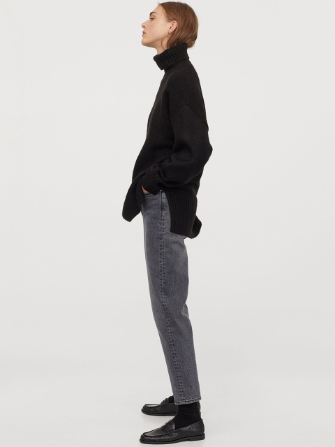 

H&M Women Black Solid Oversized Polo-Neck Jumper