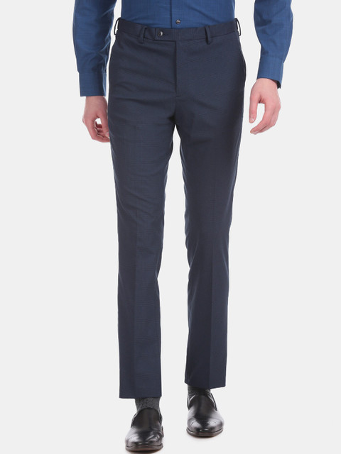 

Arrow Men Navy Blue Regular Fit Solid Formal Trousers