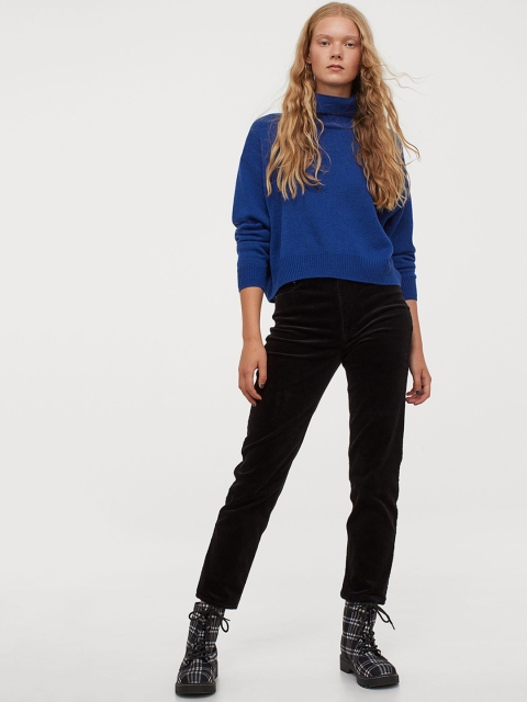 

H&M Women Black Corduroy Trousers
