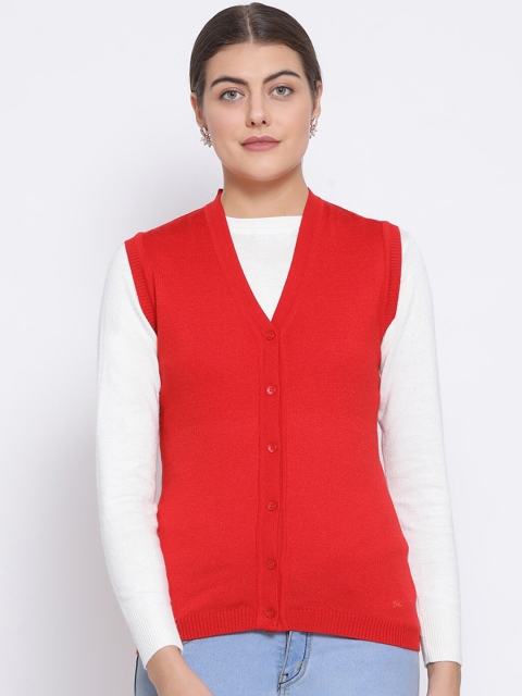 

Monte Carlo Women Red Solid Cardigan Sweater