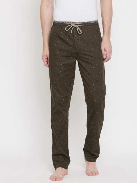 

Crimsoune Club Men Olive Green Printed Lounge Pants