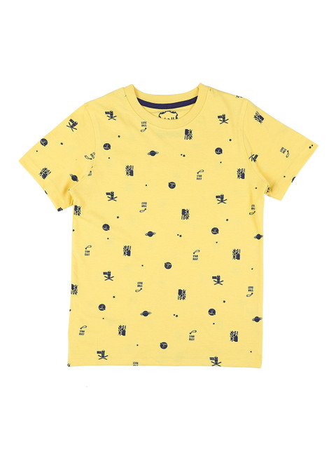 

CHALK by Pantaloons Boys Yellow & Navy Blue Printed T-shirt