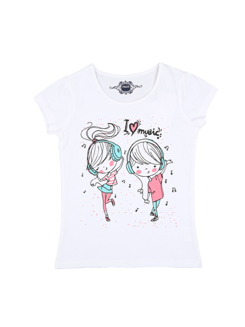 

CHALK by Pantaloons Girls White & Black Printed T-shirt