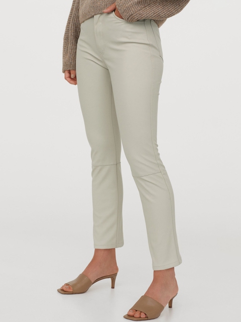 

H&M Imitation leather trousers, Beige