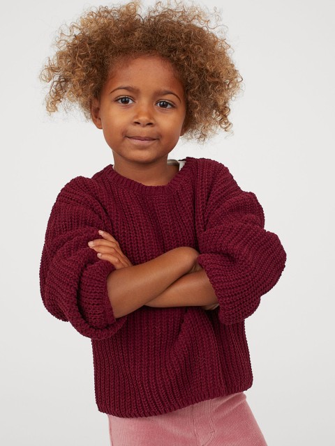 

H&M Girls Maroon Knitted Chenille Jumper