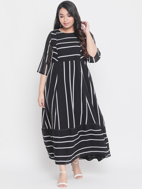 

Amydus Women Black Striped Maxi Dress