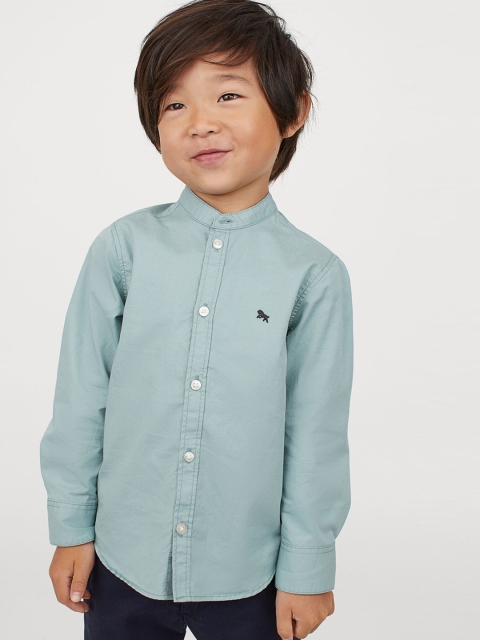 

H&M Boys Blue Solid Cotton Shirt