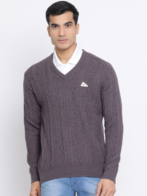 

Monte Carlo Men Grey Self Design Pullover Sweater