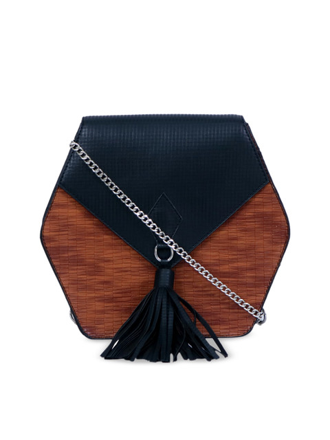 

Diwaah Brown & Navy Blue Colourblocked Sling Bag