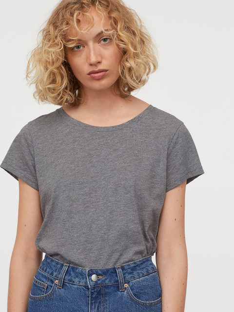 

H&M Women Grey Solid T-shirt