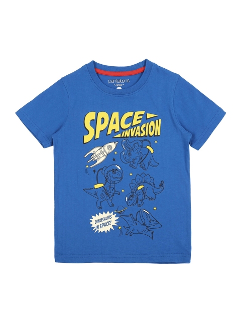

CHALK by Pantaloons Boys Blue Printed Round Neck Pure Cotton T-shirt