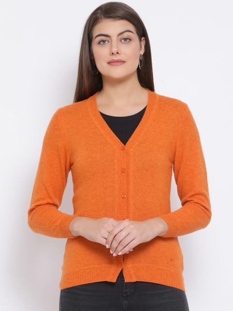 

Monte Carlo Women Orange Solid Cardigan Sweater