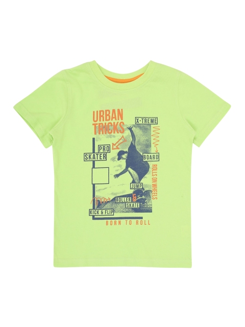 

CHALK by Pantaloons Boys Green Printed Round Neck Pure Cotton T-shirt