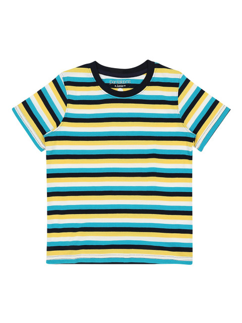 

CHALK by Pantaloons Boys Multicoloured Striped Pure Cotton T-shirt, Multi