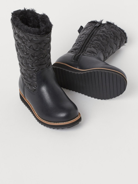 

H&M Girls Black Lined Boots