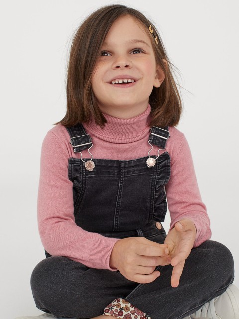 

H&M Girls Pink Fine-Knit Polo-Neck Jumper