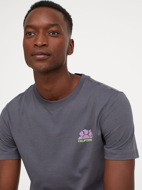 

H&M Men Grey Printed T-shirt