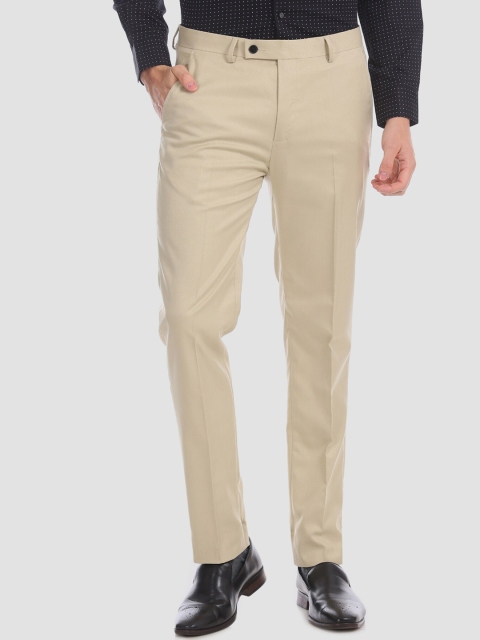 

Arrow Men Beige Slim Fit Self Design Formal Trousers