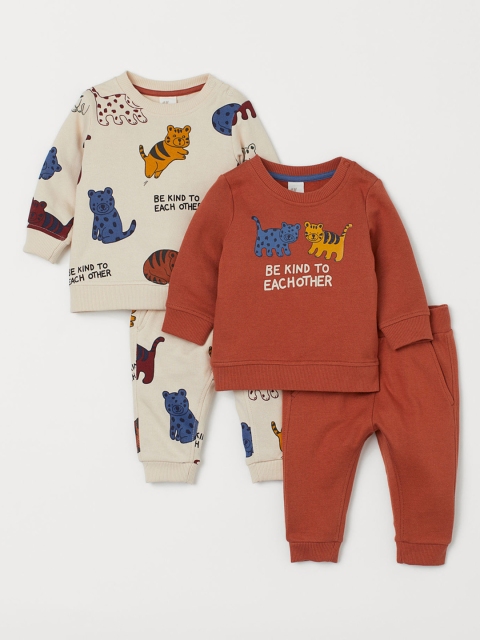 

H&M Boys 4-Piece Cotton Set, Brown