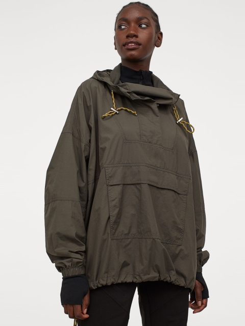 

H&M Women Green Nylon Popover Jacket