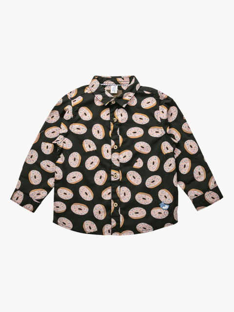 

ZERO THREE Boys Black & Pink Regular Fit Printed Casual Shirt