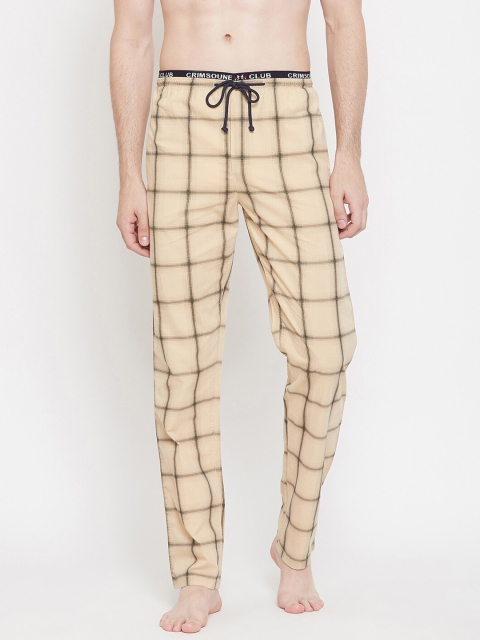 

Crimsoune Club Men Beige Checked Lounge Pants
