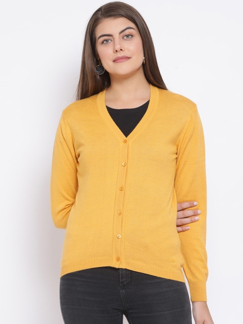 

Monte Carlo Women Yellow Solid Cardigan Sweater