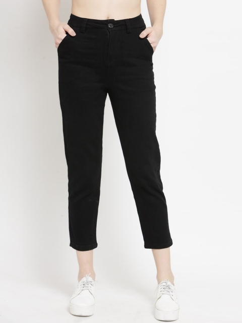

Global Republic Women Black Slim Fit Solid Regular Trousers
