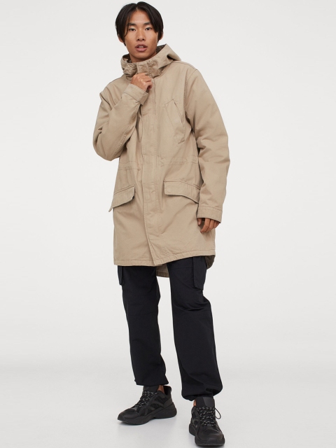 

H&M Men Beige Cotton Parka
