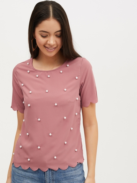 

Harpa Women Pink & White Embellished Top