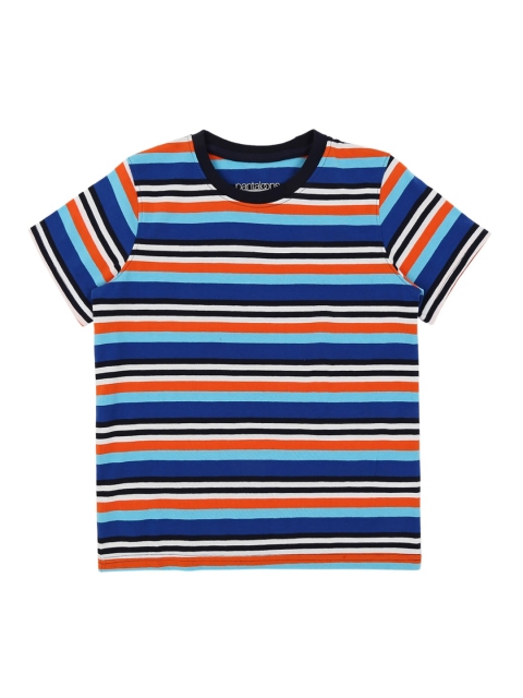 

CHALK by Pantaloons Boys Multicoloured Striped Round Neck Pure Cotton T-shirt, Multi