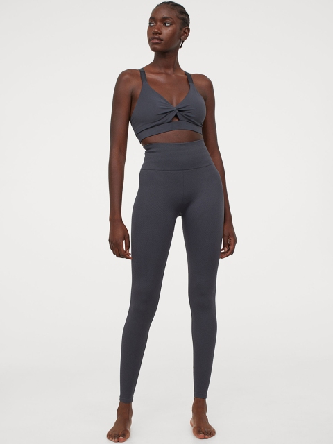 

H&M Women Grey Seamless Sports Tights