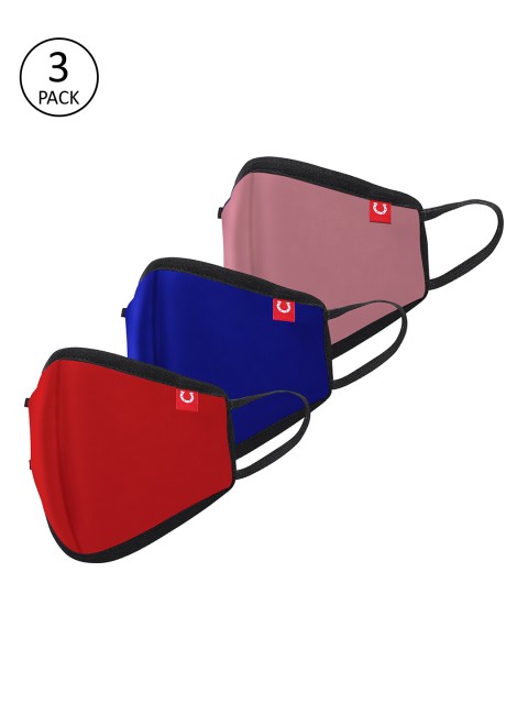 

Blacksmith Unisex Multicoloured Pack Of 3 Reusable 6 Layer Cloth Mask, Red