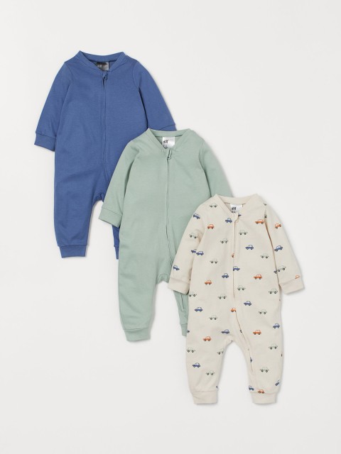 

H&M Infant Kids Solid 3-Pack Cotton Pyjamas, Multi