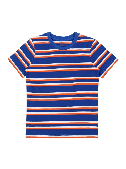 

CHALK by Pantaloons Boys Pink Blue Striped Round Neck Pure Cotton T-shirt