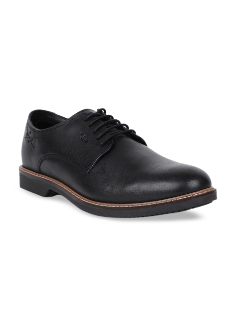 

Bata Men Black Solid Leather Formal Derbys