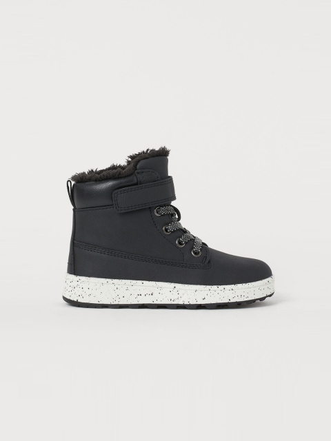 

H&M Boys Black Pile-Lined Hi-Tops