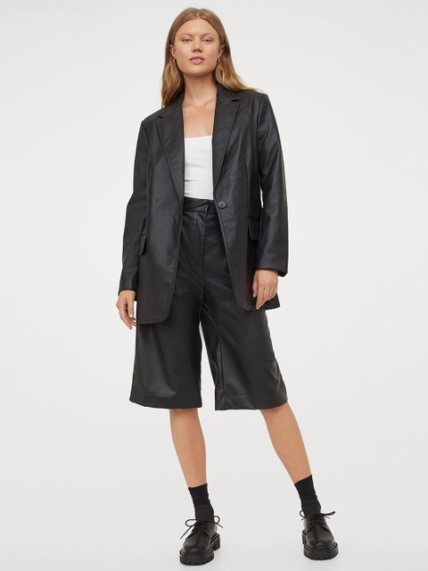 

H&M Women Imitation Leather Jacket, Black