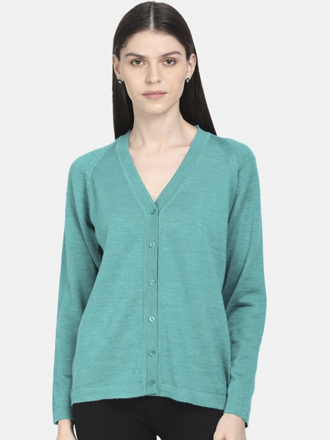 

Monte Carlo Women Green Solid Cardigan Sweater