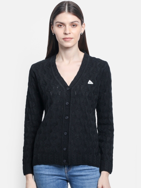 

Monte Carlo Women Black Self Design Cardigan Sweater