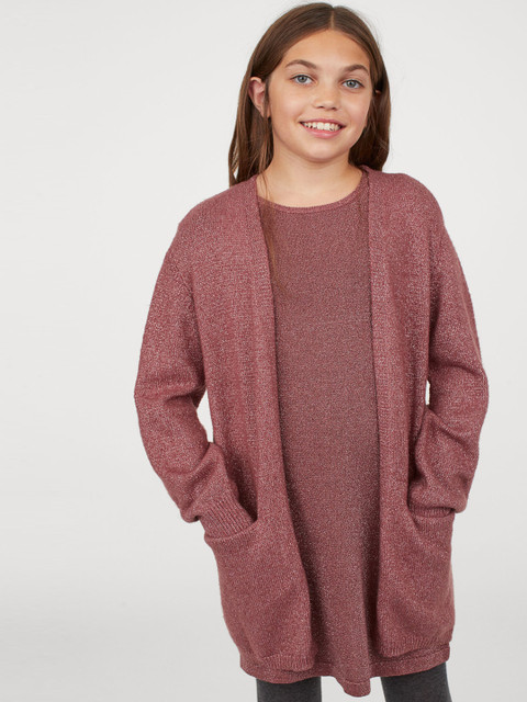 

H&M Women Red Solid Knitted Cardigan
