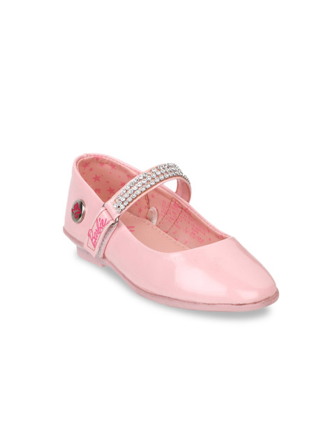 

Kids Ville Girls Peach-Coloured Solid Barbie Mary Janes
