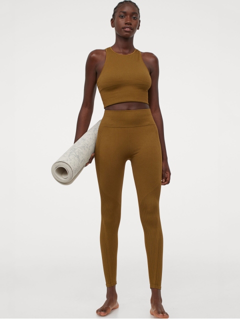 

H&M Women Olive Green Seamless Sports Tights