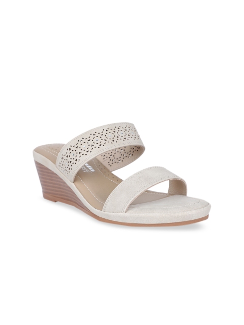 

Bata Women Beige & White Solid Sandals