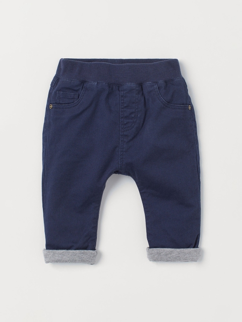 

H&M Boys Blue Solid Jersey-Lined Twill Trousers