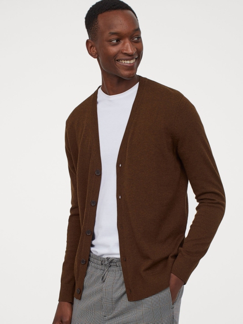 

H&M Men Brown Cotton Cardigan