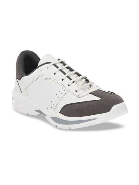 

mr.wonker Men White & Grey Colourblocked Lightweight Sneakers