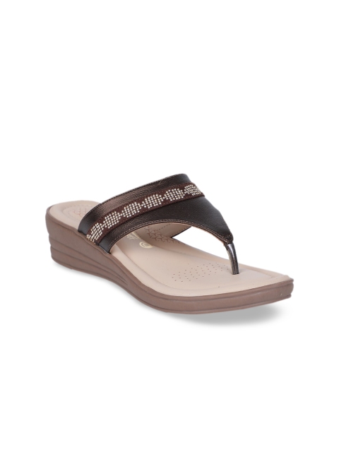 

Bata Women Brown Textured Sandals