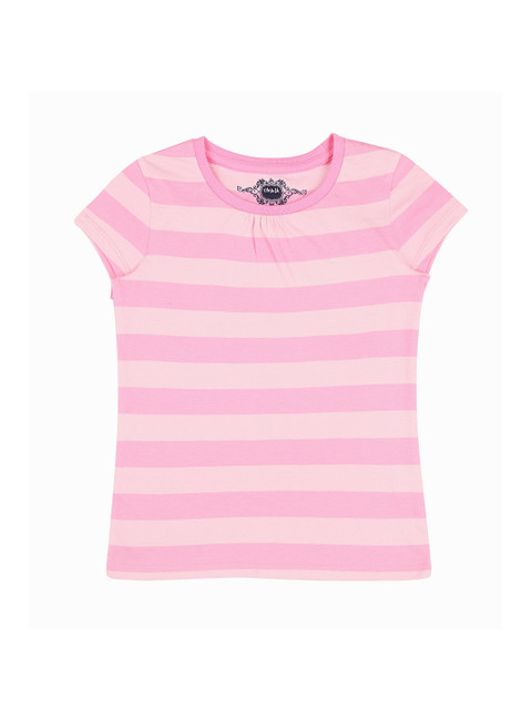 

CHALK by Pantaloons Girls Pink Striped V-Neck T-shirt
